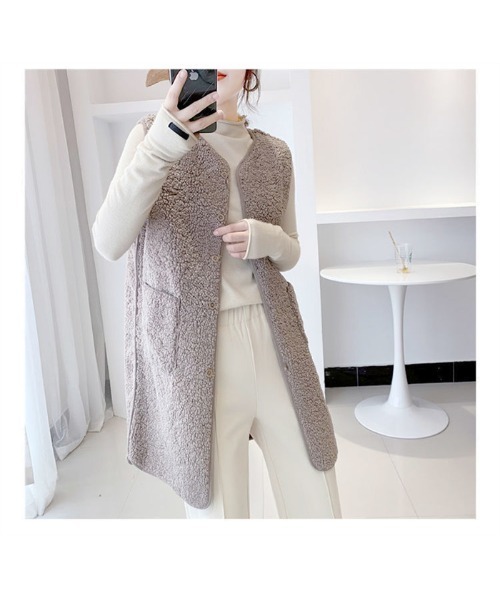 「おしゃれスタ」 ベスト M ライトグレー レディース_画像7