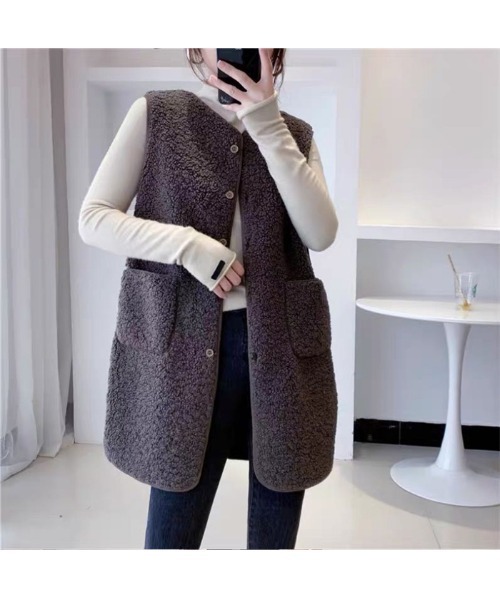 「おしゃれスタ」 ベスト M ライトグレー レディース_画像8