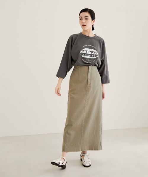 「AMERICANA」 7分袖カットソー FREE スミクロ レディース_画像2