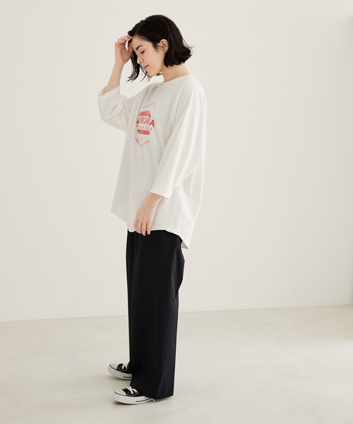 「AMERICANA」 7分袖カットソー FREE スミクロ レディース_画像3