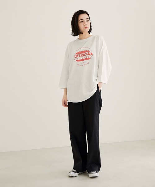 「AMERICANA」 7分袖カットソー FREE スミクロ レディース_画像6