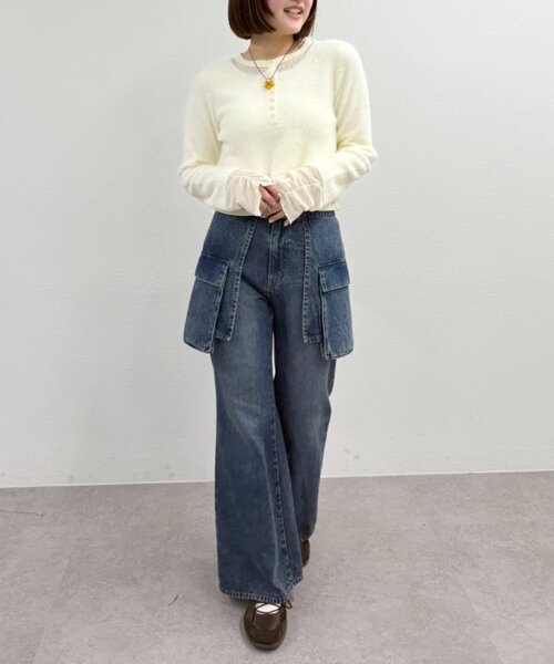 「w closet」 長袖ニット FREE チャコールグレー レディース_画像7