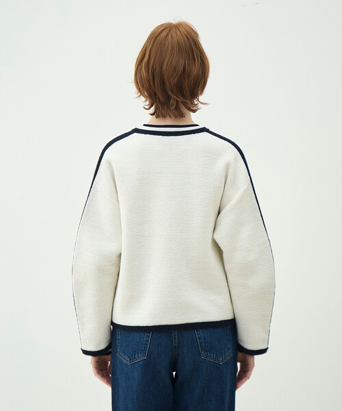 MACPHEE（マカフィー） カーディガン モスライクステッチ Vカラー