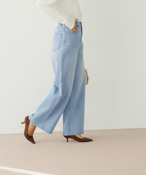 「BAYFLOW」 デニムパンツ LARGE サックスブルー レディース_画像4