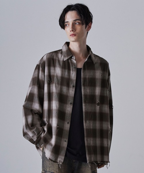 「CLEL」 長袖シャツ M グレー メンズ_画像2