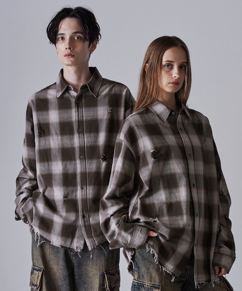 「CLEL」 長袖シャツ M グレー メンズ_画像4