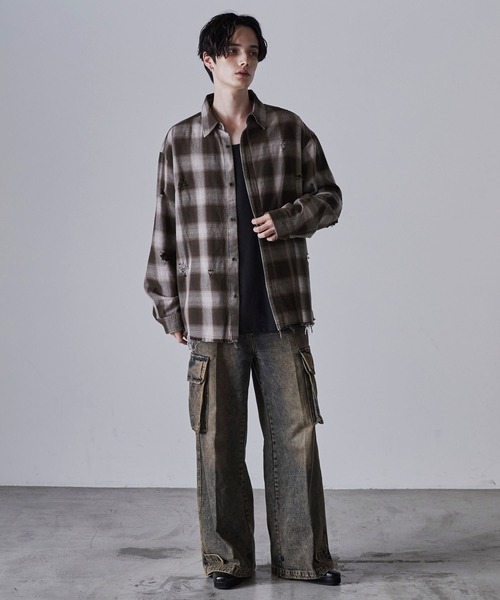 「CLEL」 長袖シャツ M グレー メンズ_画像8