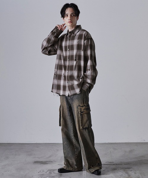 「CLEL」 長袖シャツ M グレー メンズ_画像9