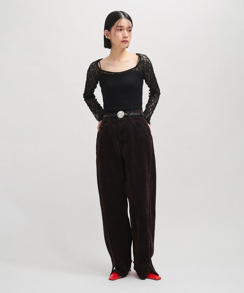 「ADAM ET ROPE'」 デニムパンツ 38 ダークブラウン レディース_6