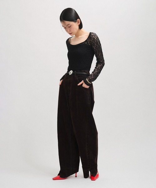 「ADAM ET ROPE'」 デニムパンツ 38 ダークブラウン レディース_7