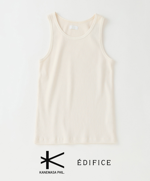 【KANEMASA PHIL. 】Waffle Tank Top（ECRU） KANEMASA PHIL.（カネマサフィル） タンクトップ 別注 18G Waffle