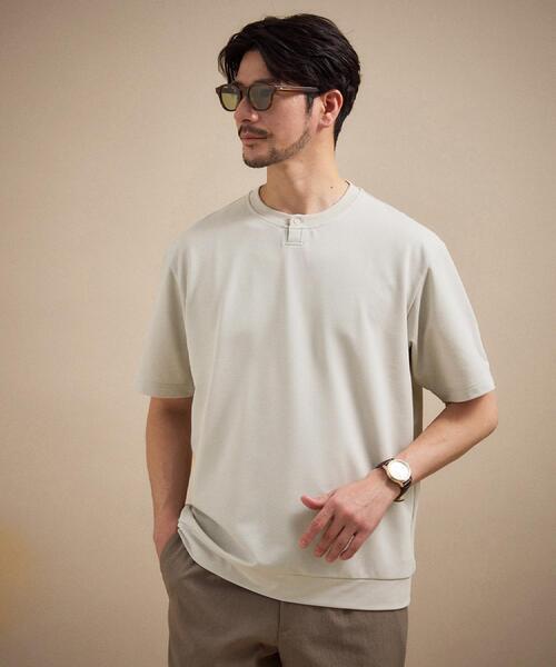 キャピタル KAPITALリネン100% 鹿革 ヘンリーネック 半袖カットソー TAKEO KIKUCHI（タケオキクチ） ヘンリーネック tシャツ リネン ライク