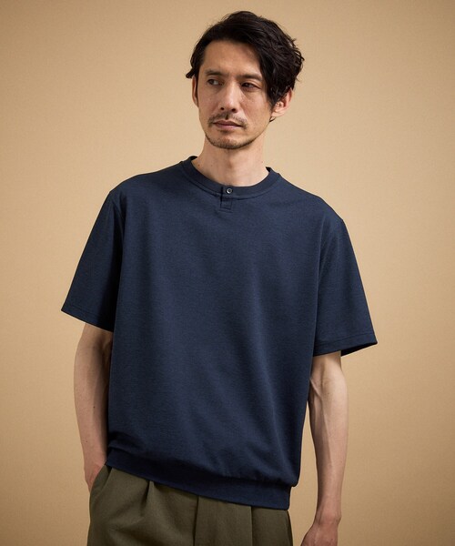 TAKEO KIKUCHI（タケオキクチ） ヘンリーネック tシャツ リネン ライク