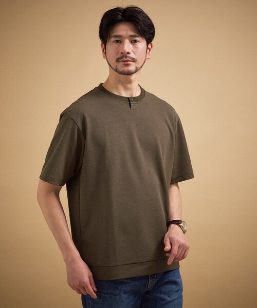 TAKEO KIKUCHI（タケオキクチ） ヘンリーネック tシャツ リネン ライク