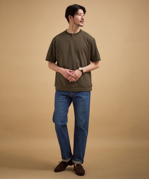 TAKEO KIKUCHI（タケオキクチ） ヘンリーネック tシャツ リネン ライク
