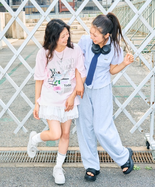 LOVETOXIC ワイドパンツ パンツ 「LTXC/綿100%」バックロゴカーブ