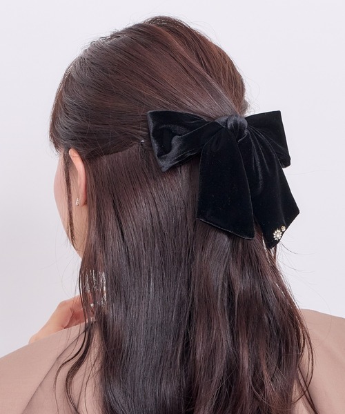 JAM  MADE ネックレス リボンバレッタ ヘアクリップ Heartdance（ハートダンス） ヘアクリップ ビジューベロアリボン