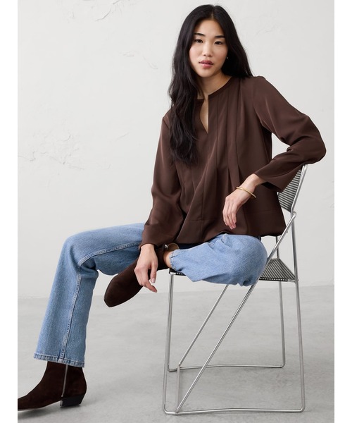 「BANANA REPUBLIC FACTORY STORE」 長袖ブラウス L ブラック系その他 レディース_画像2