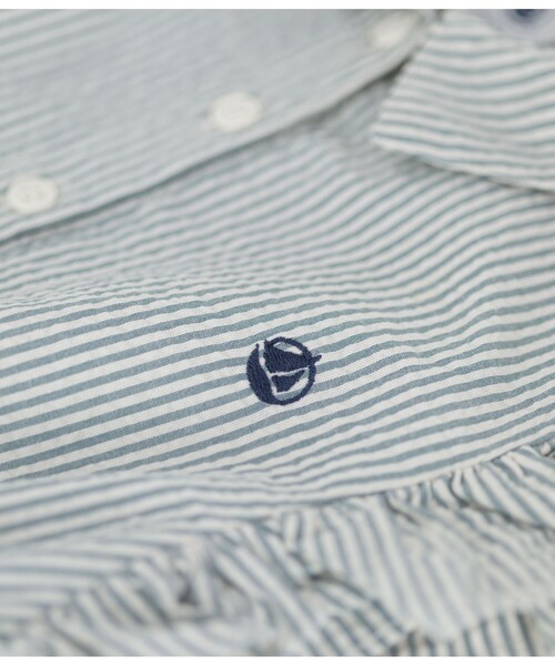 「PETIT BATEAU」 「KIDS」シャツワンピース 4YEAR グリーン キッズ_画像3