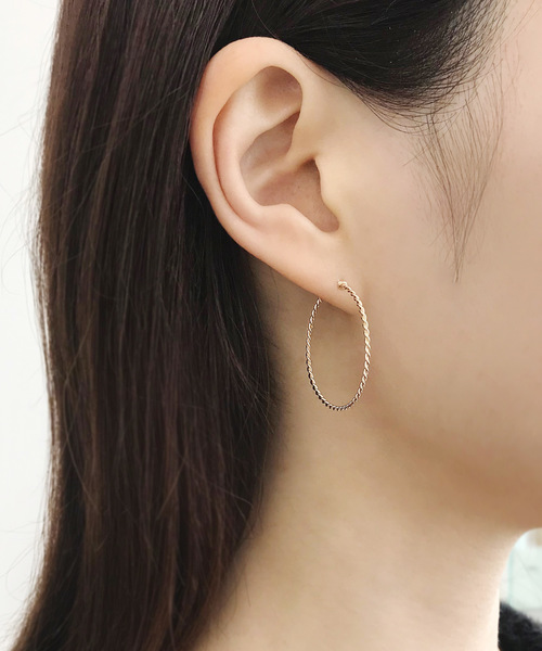 ピアス ネジリフープピアス レディースの画像