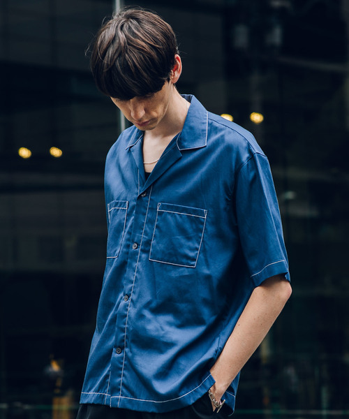 STUDIOUS（ステュディオス） シャツ 半袖 「STUDIOUS」ステッチング