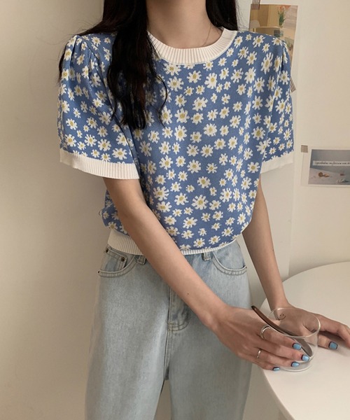 半袖ニット hana様 ハート刺繍半袖コットンニット 2サイズ サマーニット[品番