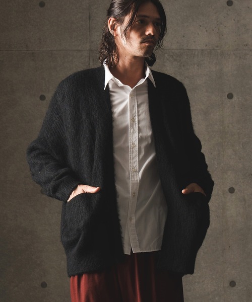 GLIMCLAP カーディガン mcg3084-Mohair sweater button-less cardigan