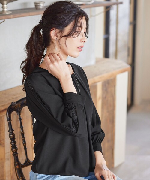 Tiaclasse ブラウス シャツ 「新色追加・洗える」レースパフ袖ブラウス