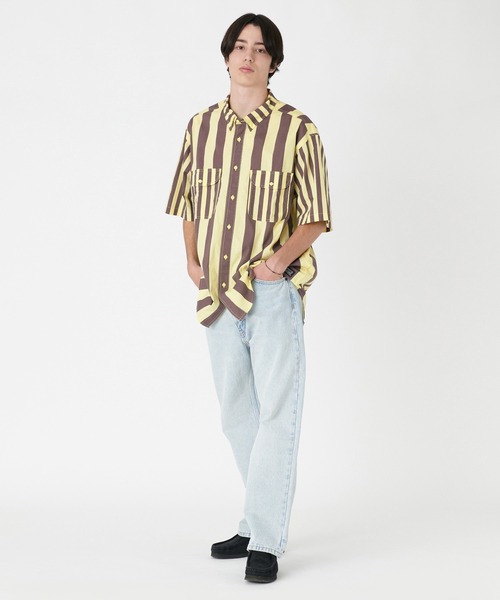 RISLEY リズレー 麻混 シャツ ジャケット 半袖 ドロスト イエロー Levi's シャツ Levi's/リーバイス LEVI'S(R) SKATE 半袖シャツ
