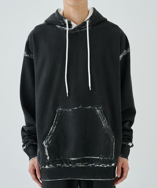 JOHN LAWRENCE SULLIVAN パーカー 黒 0196225M0026 JOHN LAWRENCE SULLIVAN】'DEEPER THAN NIGHT' ARM HOLE HOODIE