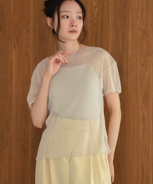 tシャツ ドローストリングラメトップス レディース BAB tシャツ ラメシアーメロウトップス レディース : ZOZOTOWN