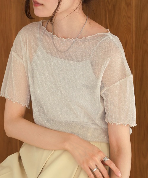 tシャツ ドローストリングラメトップス レディース AZUL BY MOUSSY | ドローストリングデザイントップス (Tシャツ