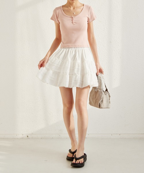 MAISON DE THERESE スカート ティアードレースミニスカート