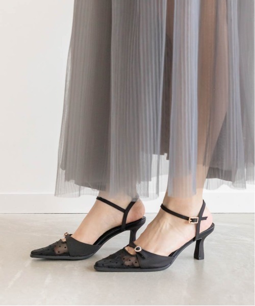 RANDA パンプス ビジューバックル カットデザインパンプス