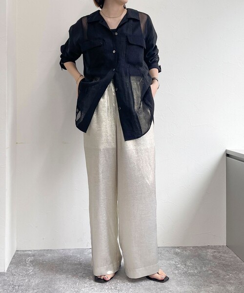 【2点おまとめ☆fredy emue】涼しく着られるメッシュ切替シャツ セール】メッシュ切替シャツ（シャツ/ブラウス）｜fredy emue