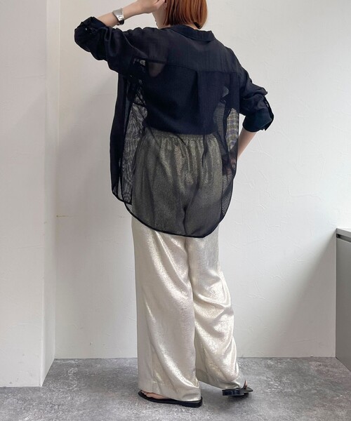 fredy emue シャツ ブラウス メッシュ切替シャツ レディース