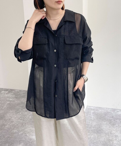 【2点おまとめ☆fredy emue】涼しく着られるメッシュ切替シャツ fredy emue シャツ ブラウス メッシュ切替シャツ レディース