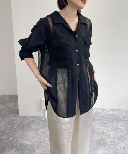 【2点おまとめ☆fredy emue】涼しく着られるメッシュ切替シャツ fredy emue シャツ ブラウス メッシュ切替シャツ レディース
