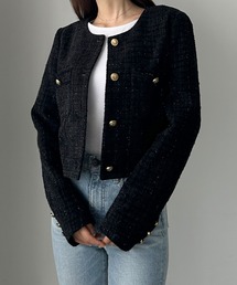 Louere（ルエレ） ジャケット ノーカラージャケット ファンシーラメ