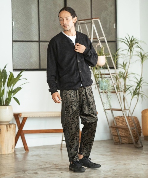 CAMBIO（カンビオ） カーディガン mcg3520-ウール混ワッフルミリタリー