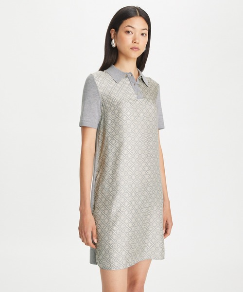 OP226：Tory Burch シルクフロント Tシャツ ミニドレス TORY BURCH（トリーバーチ） ドレス シルクフロント ポロドレス