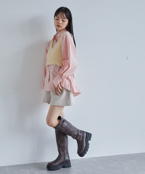 通販生活 ファッション Juze ブーツ サイドバックルタンクソールロングブーツ 靴