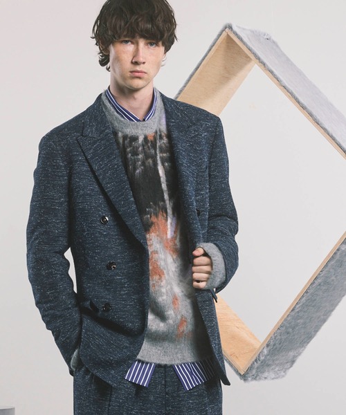 MAISON SPECIAL/ネイビー ストライプ ダブルブレストジャケット MAISON SPECIAL（メゾンスペシャル）の「Side Zip Double
