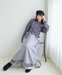 スカート 裾ベロアチュールスカートの詳細画像2