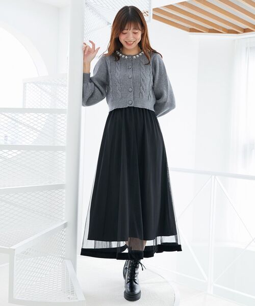 Lig.チュールスカート　ブラック　未使用 チュールギャザーティアードスカート/MAJESTIC LEGON(マジェスティック