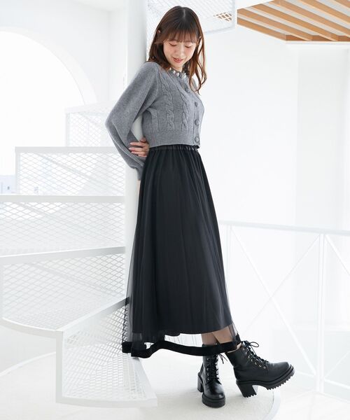 MAJESTIC LEGON（マジェスティックレゴン） スカート 裾ベロアチュール