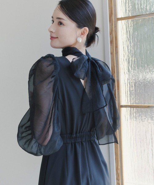 オケージョン　パンツドレス GIRL DRESS FOR NOW パンツドレス フロッキードットシアー