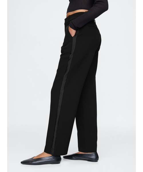 GAP パンツ 365 ミッドライズ サテントリム トラウザーパンツ