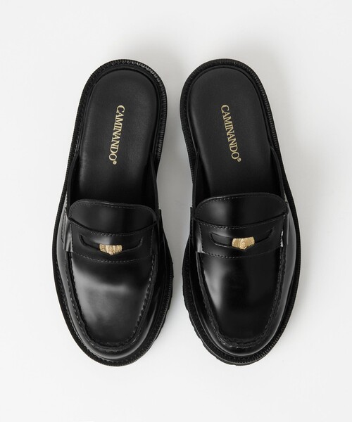 Caminando ブラックレザー コインローファー CAMINANDO ローファー 「別注」「CAMINANDO」レザー コイン