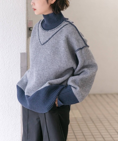 KBF ニット セーター リバーシブルタートルニット レディース